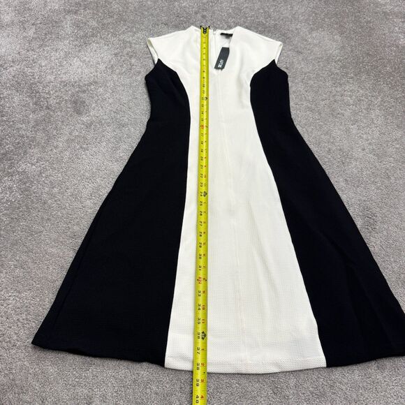 Apt. 9 Colorblock Cap Sleeve Textured A-Line Midi Dress Womens 6 Black White NWT - Picture 10 of 16